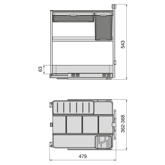 Emuca Chariot extractible avec paniers et accessoires Harmony avec fermeture à amortie, Module largeur 400mm hauteur 700mm, Acier et Bois, Gris anthracite 8