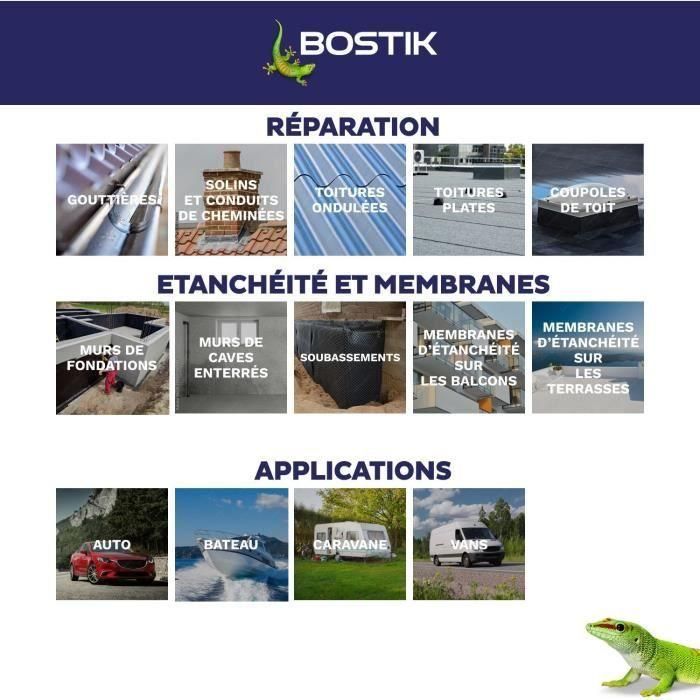 Membrane d'étanchéité - BOSTIK - Waterstop - Réparation fuites - Pot 1 kg - Blanc 1