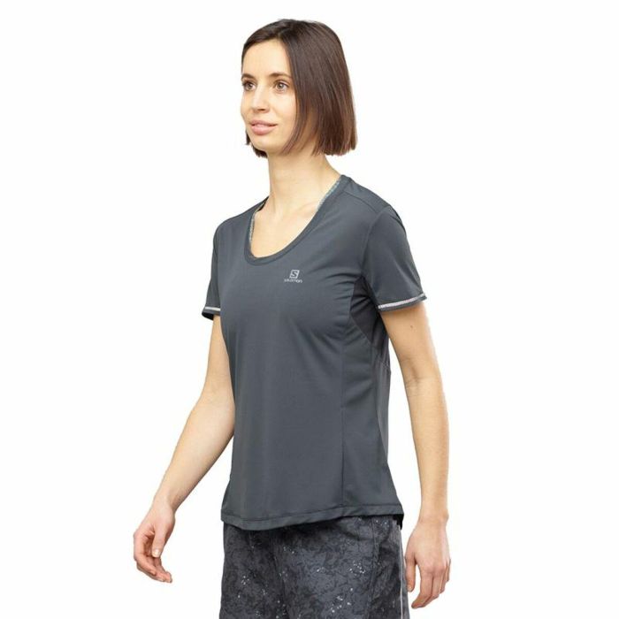 T-shirt à manches courtes femme Salomon Agile Gris foncé 2 T-shirt à manches courtes femme Salomon Agile Gris foncé 2
