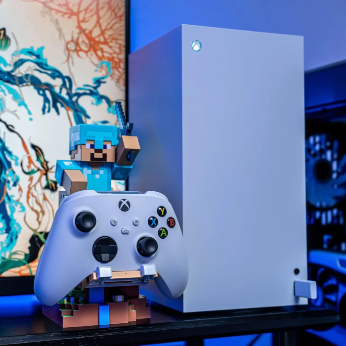 Exquisite Gaming Support Cable Guys - Figurine Minecraft Steve en Armure Diamant (20 cm) - Support pour Manette, Smartphone et Accessoires - Produit Officiel Exquisite Gaming Support Cable Guys - Figurine Minecraft Steve en Armure Diamant (20 cm) - Support pour Manette, Smartphone et Accessoires - Produit Officiel