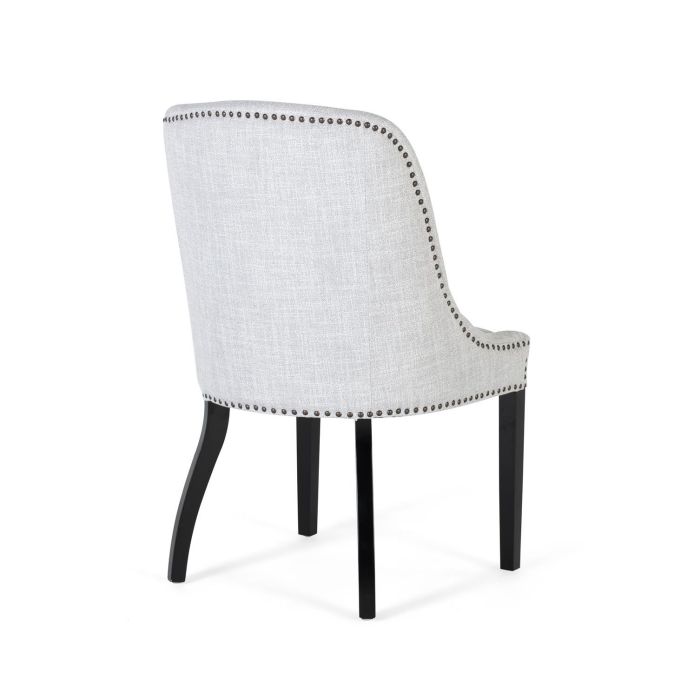 GINER Y COLOMER Lot de 2 chaises rembourrées en tissu gris avec assise 43x46 cm, dossier 50 cm et pieds en bois noir - Confort et design contemporain 3