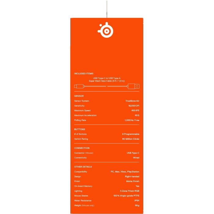 Souris Gaming SteelSeries Aerox 5 Jeux Noir Avec câble Lumières LED 3 Souris Gaming SteelSeries Aerox 5 Jeux Noir Avec câble Lumières LED 3