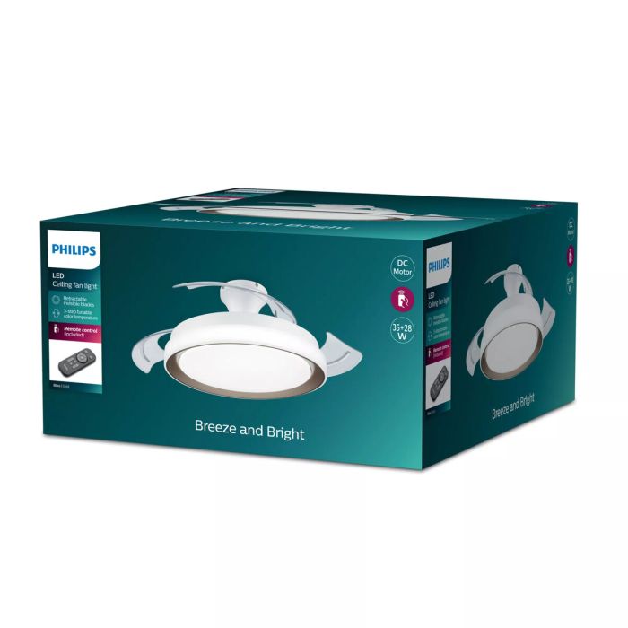 Ventilateur de Plafond avec Lumière Philips 929004081801 Blanc Doré (4000 K) (2700 K) 8