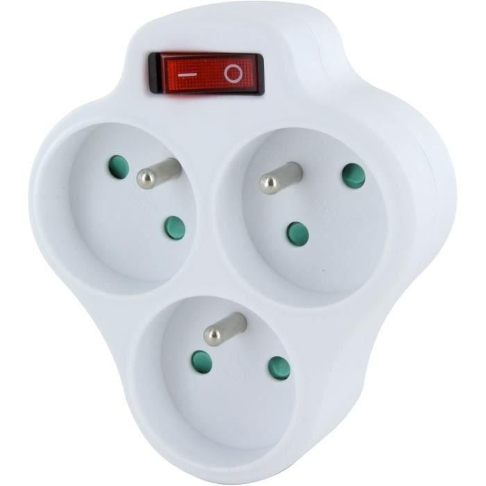 Domino 3x16A - CHACON - Triangle avec interrupteur - Blanc 0 Domino 3x16A - CHACON - Triangle avec interrupteur - Blanc 0