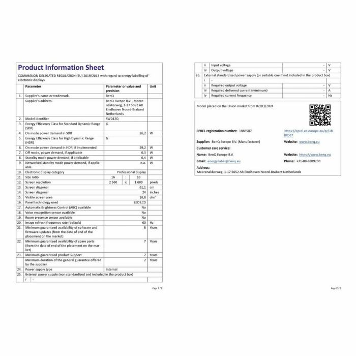 Écran BenQ SW242Q Full HD WQXGA 24,1" 1