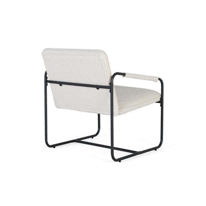 GINER Y COLOMER Tapiza2 - Lot de 2 fauteuils design en tissu beige avec coussin et structure en fer noir mat 3