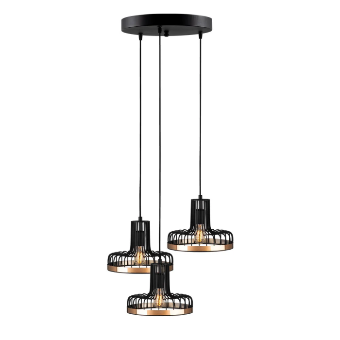 Lampe Suspendue Fellini Noir/Cuivre 3x E27 OPV-527ABY1773 0