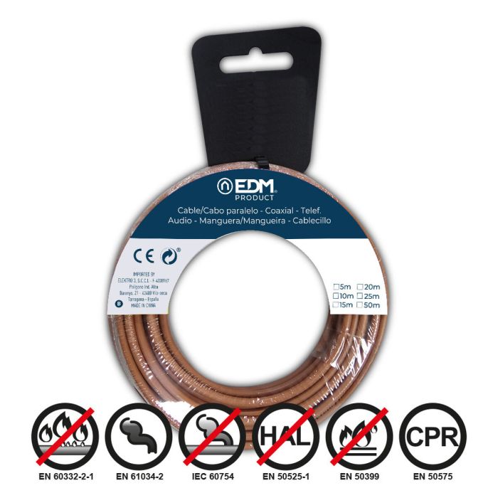 Câble EDM 28417 Marron 1,5 mm 20 m 1 Câble EDM 28417 Marron 1,5 mm 20 m 1