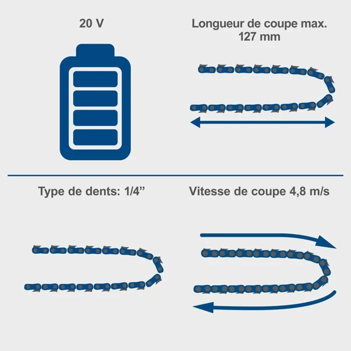 Scheppach C-PS100-X Scie de jardin sans fil 20V - Set complet avec scie, 2 batteries 20V IXES 2 Ah et chargeur double