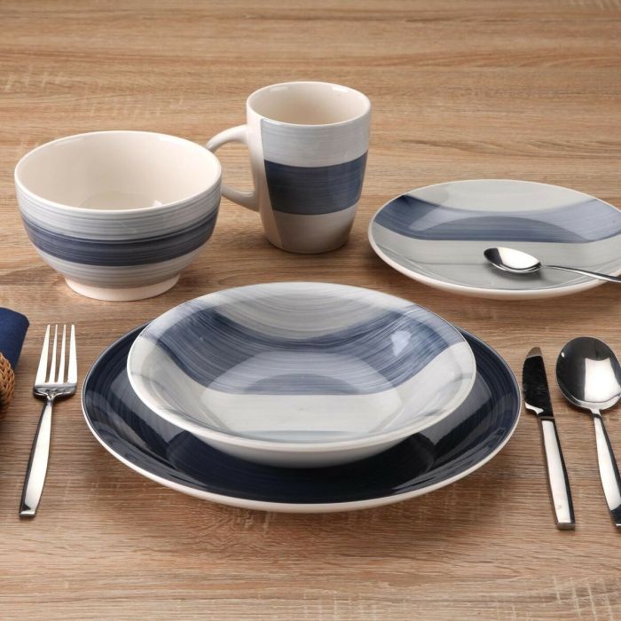 Service de Vaisselle Versa Leanne Bleu foncé Grès 26,5 x 26,5 cm 18 Pièces
