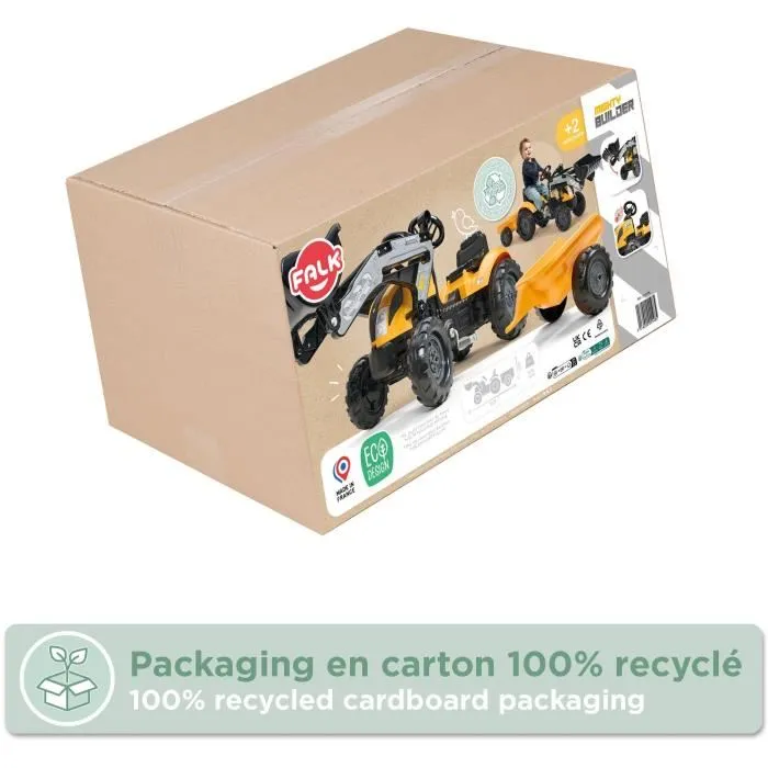 Falk Tractor de pedales Mighty Builder - FAL3016200001485 - Amarillo - 100 % fabricado en Francia - 50 % plástico reciclado - A partir de 2 años 5