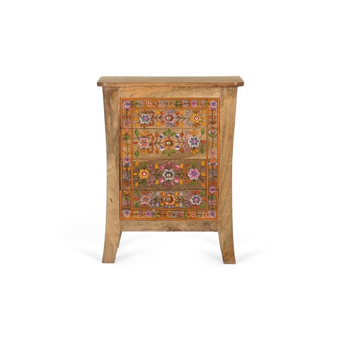 GINER Y COLOMER - Table de Chevet 4 Tiroirs en Bois de Manguier avec Détails Floraux Peints à la Main - Frontis 35 cm - Dimensions Intérieures Tiroir 32x23x9 cm 0 GINER Y COLOMER - Table de Chevet 4 Tiroirs en Bois de Manguier avec Détails Floraux Peints à la Main - Frontis 35 cm - Dimensions Intérieures Tiroir 32x23x9 cm 0