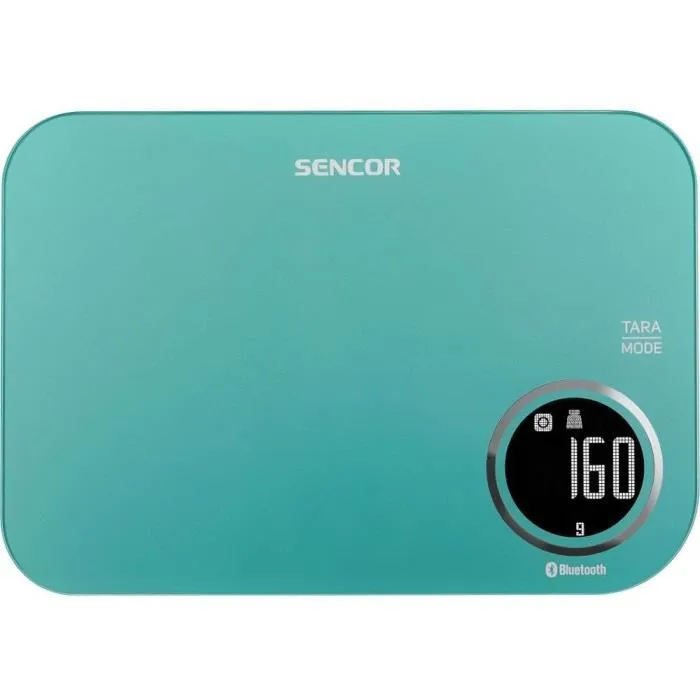 Sencor SKS 7071GR Balance de Cuisine Connectée, Capacité 5 kg, Précision 1 g, Écran LCD Rétroéclairé, avec Application FOOD