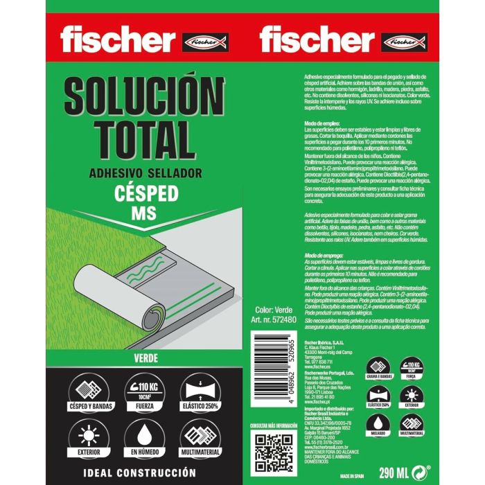Scellant/Adhésif Fischer Solución Total 572480 Vert 290 ml Pelouse 1