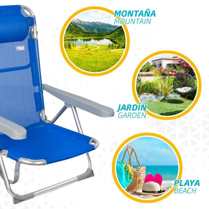 Chaise de Plage Aktive Pliable Bleu 48 x 90 x 60 cm (2 Unités) 2 Chaise de Plage Aktive Pliable Bleu 48 x 90 x 60 cm (2 Unités) 2