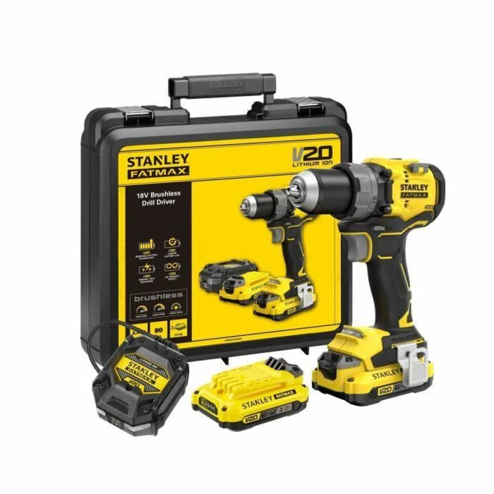 Stanley Fatmax Perceuse-visseuse SFMCD725D2K-QW 18 V 80 Nm 15 ajustements de couple