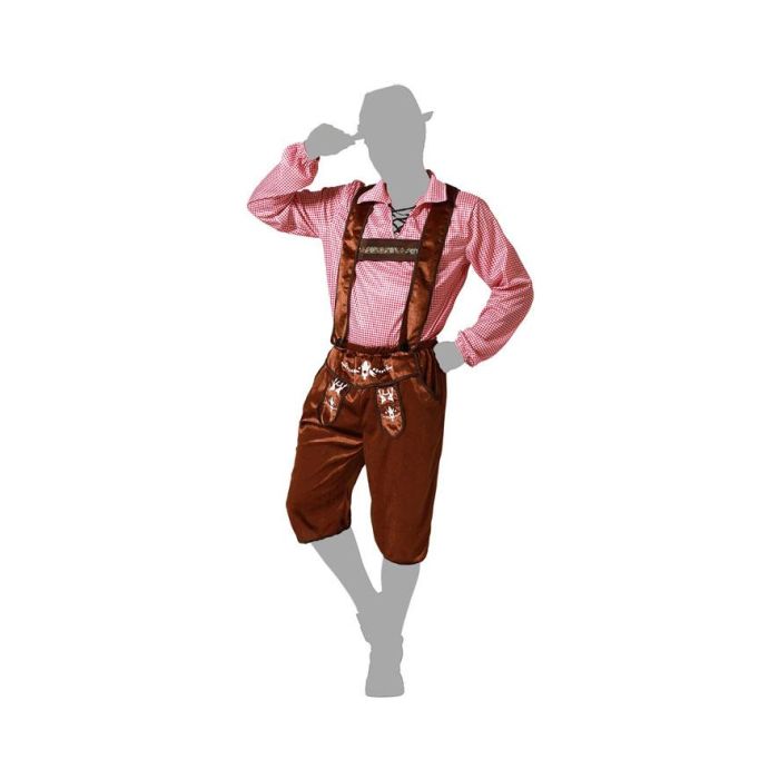 Déguisement Allemand Adulte Homme Taille M-L Marron - Costume Bavarois pour Oktoberfest et Carnaval