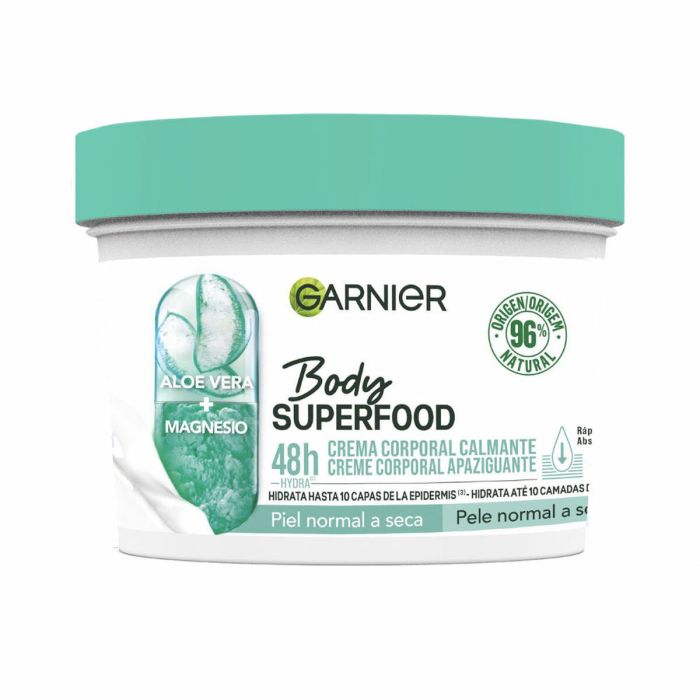 Garnier Body Superfood Crème Corporelle Apaisante Aloe Vera pour Peau Normale à Sèche 380 ml