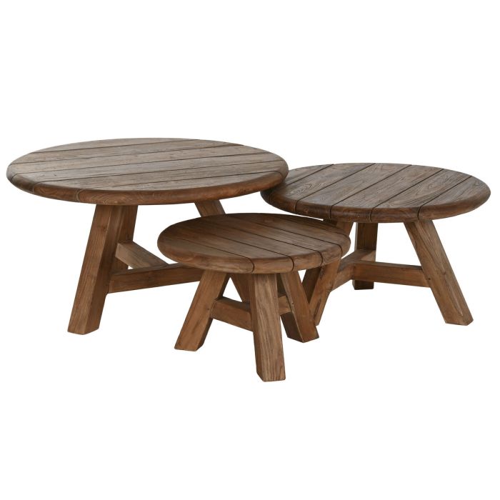 Jeu de 3 tables Home ESPRIT bois de teck 80 x 80 x 43 cm 5