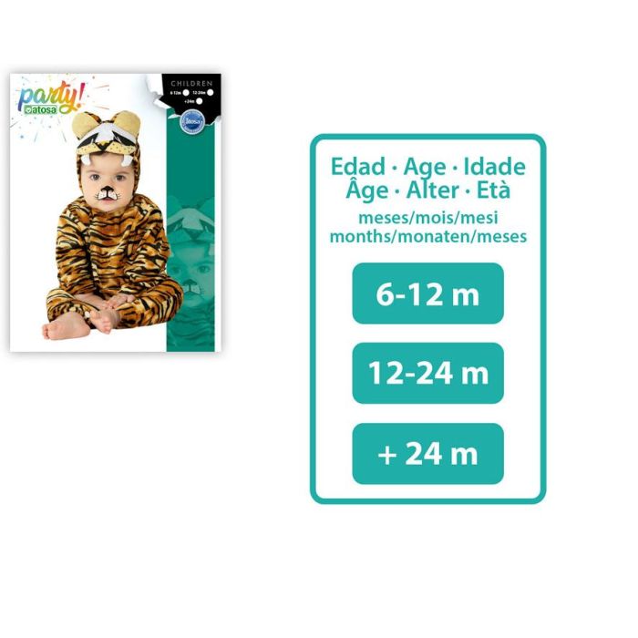 Costume de Tigre Bébé 2 Ans (24 Mois) - 2 Pièces (Bonnet et Grenouillère) - Déguisement pour Carnaval et Fêtes Thème Animaux de la Jungle