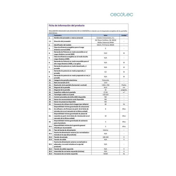 TV intelligente Cecotec 0 series 0032S 32" HD LED D-LED LCD 2 TV intelligente Cecotec 0 series 0032S 32" HD LED D-LED LCD 2