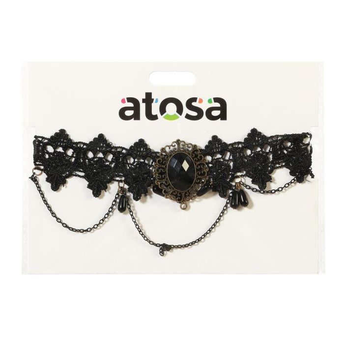 Collier Noir pour Déguisement de Vampiresa avec Chauvres-Souris et Cœurs Rouges - Accessoire Gothique Halloween