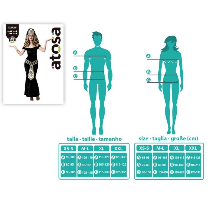 Costume Égyptien Femme Adulte Noir - Déguisement pour Fête et Carnaval avec Robe, Ceinture et Tête