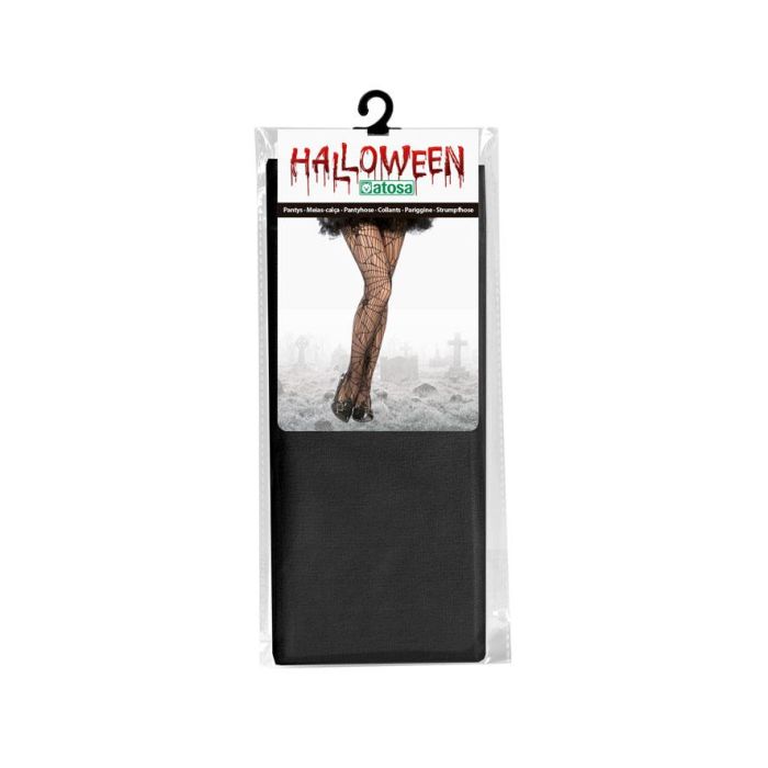 Marque inconnue - Bas noirs femme adulte avec motif toile d'araignée et crânes pour costume Halloween (sorcière, vampire)