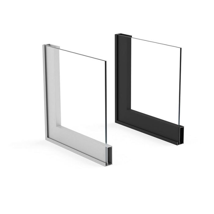 Perfil Aluminio Siria 3,25M Plata Mate Para Hacer Vitrinas. Sin Junquillo. Herrajes Alk (Set de 4) 1