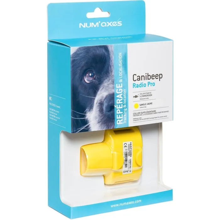 Num'Axes CANIBEEP RADIO PRO - Collier de repérage supplémentaire pour chien, localisation jusqu'à 3 chiens, jaune Num'Axes CANIBEEP RADIO PRO - Collier de repérage supplémentaire pour chien, localisation jusqu'à 3 chiens, jaune