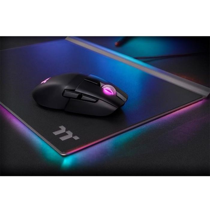 Thermaltake Argent M5 Souris de Jeu Sans-Fil RGB Ambidextre, Noir, Bluetooth 5.0, USB, Capteur Optique 16000 DPI, 8 Boutons Programmables, 400 IPS