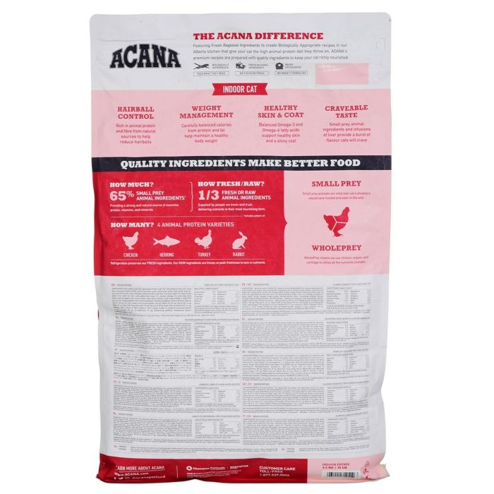 Aliments pour chat Acana Indoor Entrée Adulte Poulet Dinde Poisson Lapin 4,5 Kg 1 Aliments pour chat Acana Indoor Entrée Adulte Poulet Dinde Poisson Lapin 4,5 Kg 1