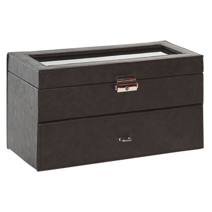 Boîte à bijoux Home ESPRIT Marron Polyuréthane Verre Bois MDF 27,5 x 11 x 15 cm 1