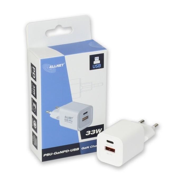 Z ALLNET Ersatznetzteil QC USB-C PD GaN Netzteil Power Supply45Watt 1x USB Typ-A QC 1x USB Typ-C**EU PLUG** 4