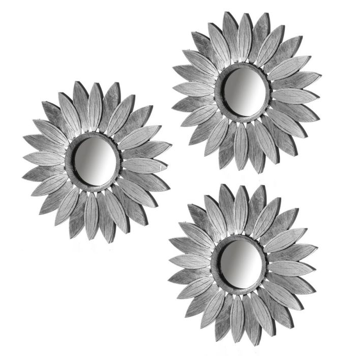 Miroir mural Argenté 26 x 1,5 x 26 cm (3 Unités)