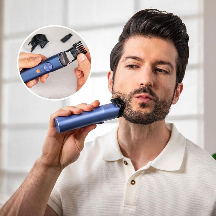 Tondeuse professionnelle Cecotec PrecisionCare Barber Pro rechargeable IPX7 bleu accessoires 4