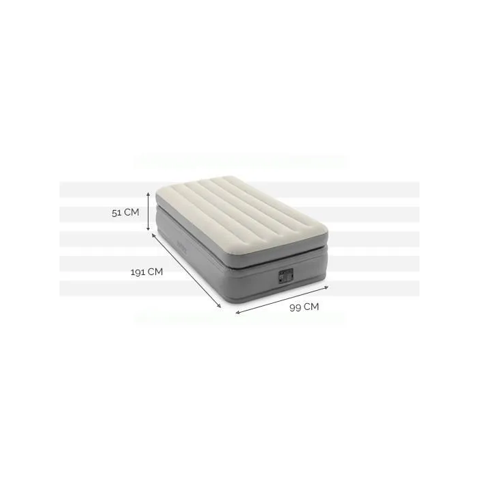 INTEX Matelas Gonflable PRIME COMFORT FIBER TECH 99x191 cm - Fermeté Réglable - 51 cm - Électrique - 1 Personne 1