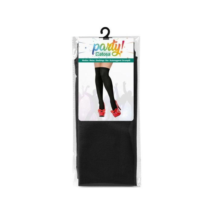 Bas Noirs Lisses Adulte - Bas Fantaisie pour Déguisement Vampiresa, Cabaretière, Gothique - Pour Halloween, Carnaval, Théâtre