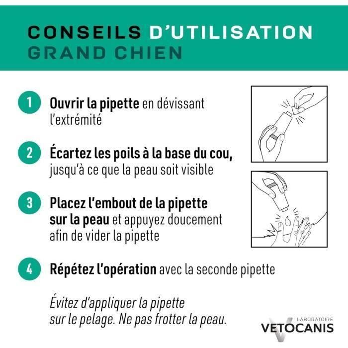 Pipette Anti-puces, tiques et moustiques - VETOCANIS - Répulsif pour Grand Chien 4 Pipette Anti-puces, tiques et moustiques - VETOCANIS - Répulsif pour Grand Chien 4
