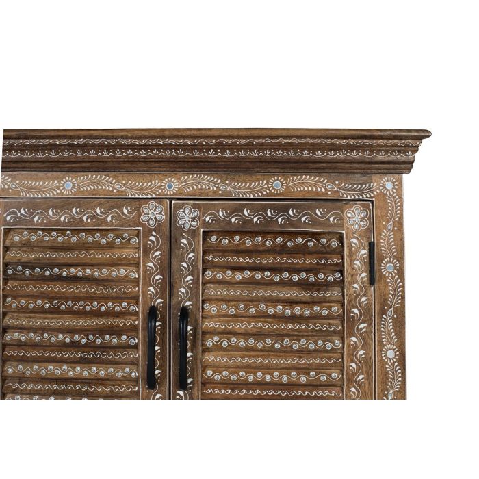 Buffet 4 portes en bois de manguier naturel, peint à la main - Artisanal 4