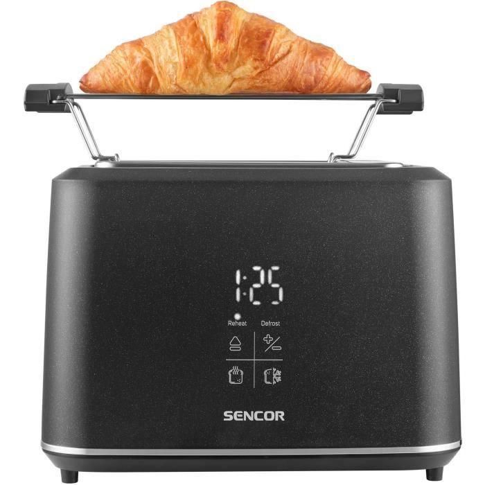 SENCOR STS 0600BK Grille-pain 2 Fentes avec Ecran LED Tactile, Fonctions Réchauffer/Annuler/Décongeler, Brunissage Uniforme, Noir SENCOR STS 0600BK Grille-pain 2 Fentes avec Ecran LED Tactile, Fonctions Réchauffer/Annuler/Décongeler, Brunissage Uniforme, Noir
