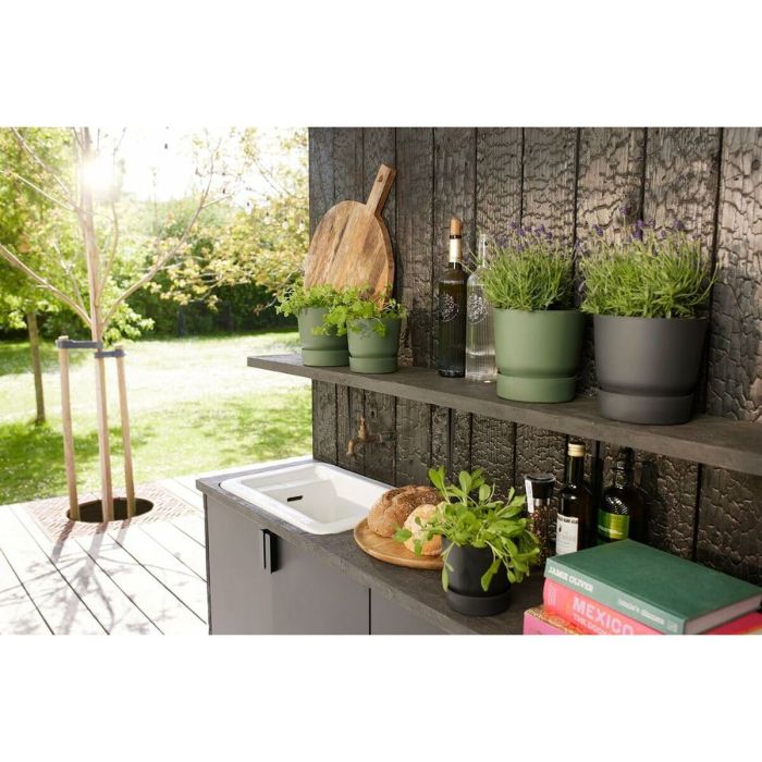 Set de pots Elho Noir Plastique Rond 2 Pièces 4