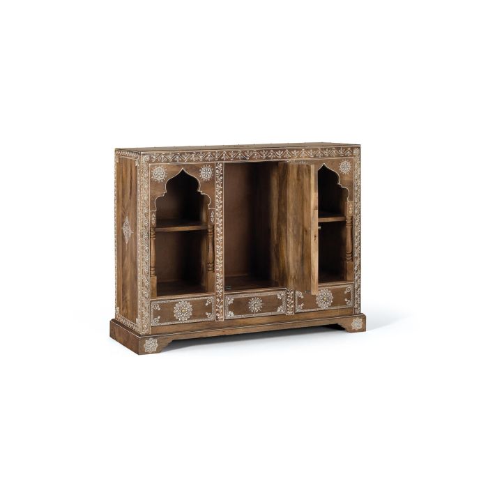 GINER Y COLOMER Console d'Entrée en Bois de Manguier Artisanale avec Porte et 3 Tiroirs, Finition Naturelle et Blanc, 100x79x35 cm 2 GINER Y COLOMER Console d'Entrée en Bois de Manguier Artisanale avec Porte et 3 Tiroirs, Finition Naturelle et Blanc, 100x79x35 cm 2