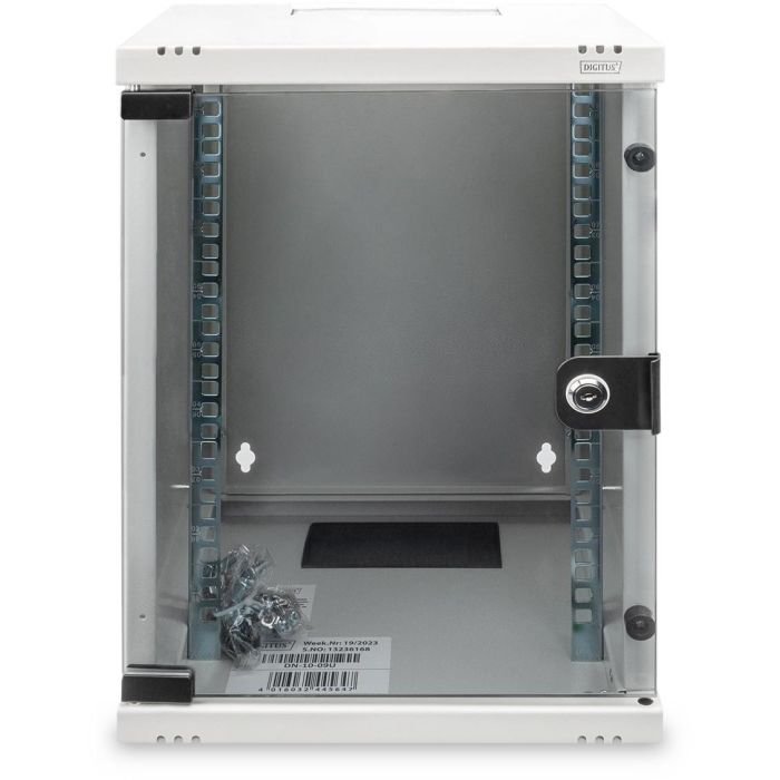 DIGITUS Wandschrank Compact 9HE 254mm 10" Glastür grau 1