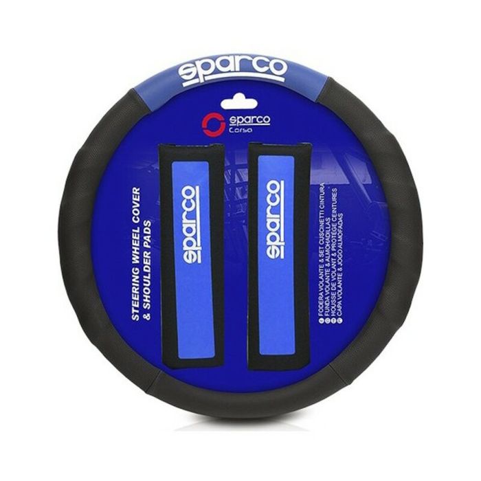 Sparco Housse de Volant et Coussinets Noir-Bleu Universels SPC1111KAZ