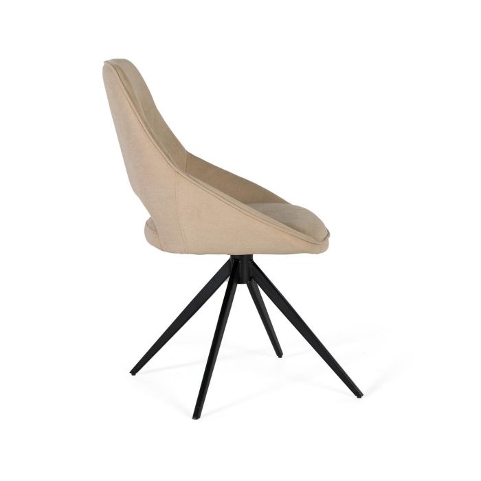 GINER Y COLOMER - Lot de 2 chaises de bureau pivotantes avec dossier rembourré en tissu beige, assise rembourrée, structure en acier noir 2