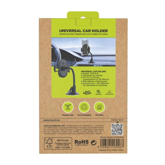 Support de voiture Muvit Noir 7" 6