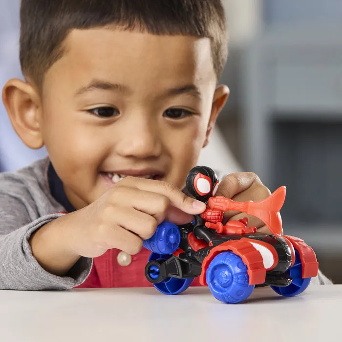 Hasbro - Véhicule Techno-Quad et Figurine Miles "Spin" Morales 7.5 cm - Marvel Spidey et ses Amis Extraordinaires - Jouet Super-Héros dès 3 ans