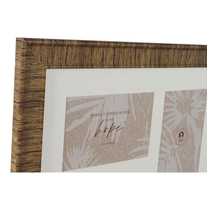 Cadre photo Home ESPRIT Marron Beige Naturel Ivoire Verre polystyrène Scandinave 38 x 2 x 38 cm (4 Unités) 2