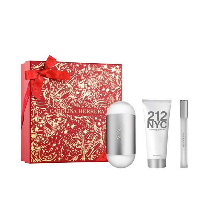 Carolina Herrera 212 NYC Pour Elle Coffret Eau de Toilette 100ml + Lait Corps 100ml + Eau de Toilette Vapo 10ml Femme 3 pièces